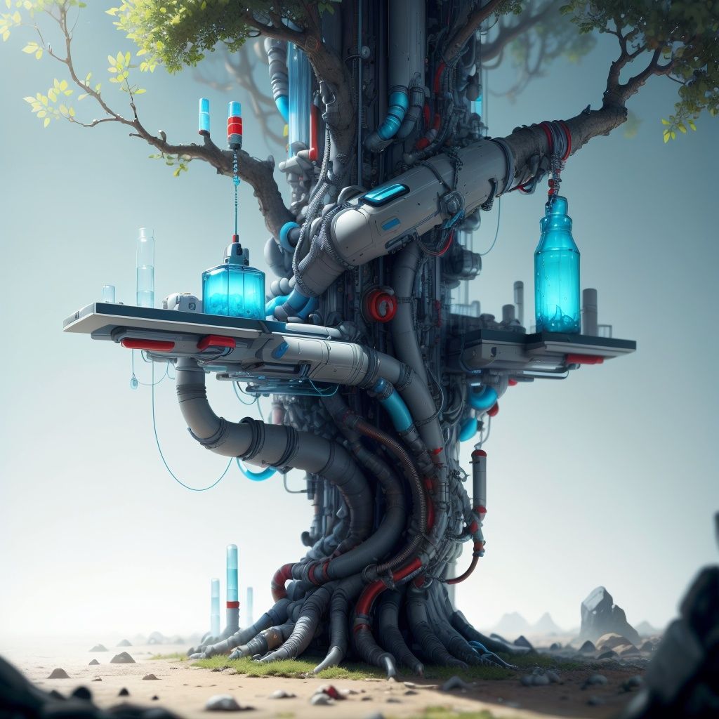 <lora:PastTech-20:0.8>,plasttech,synthetic, scifi, tree