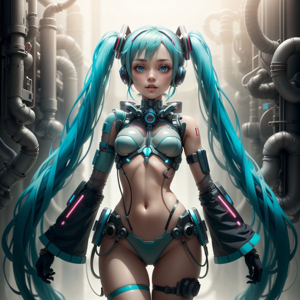 <lora:PastTech-20:0.8>,plasttech,synthetic,1girl,hatsune miku, cowboy shot, 