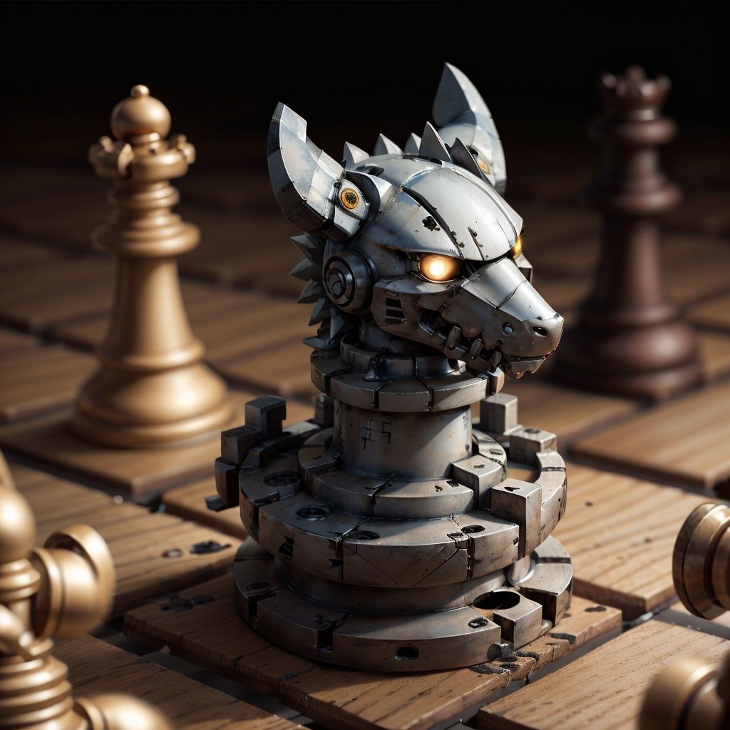 <lora:ChessGame-20:0.7>, chsworld,  piece , robot 