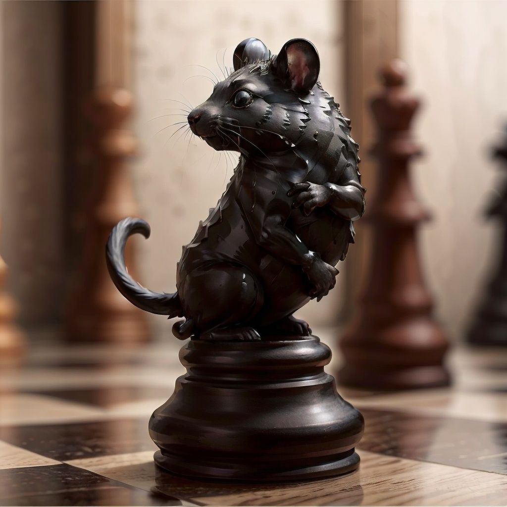 <lora:ChessGame-20:0.8>, chsworld, as a piece , statue,black hamster, 