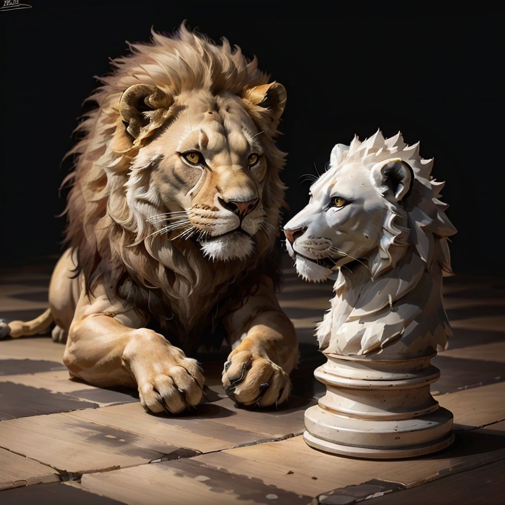 <lora:ChessGame-20:0.78>, chsworld,  piece ,lion, 