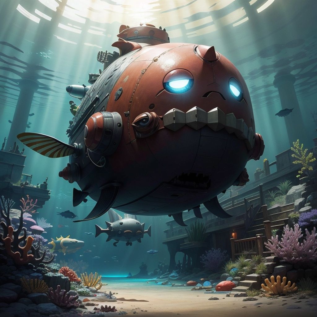 eggmantech,  submarine,  under red sea by Navimixu on Tensor.Art