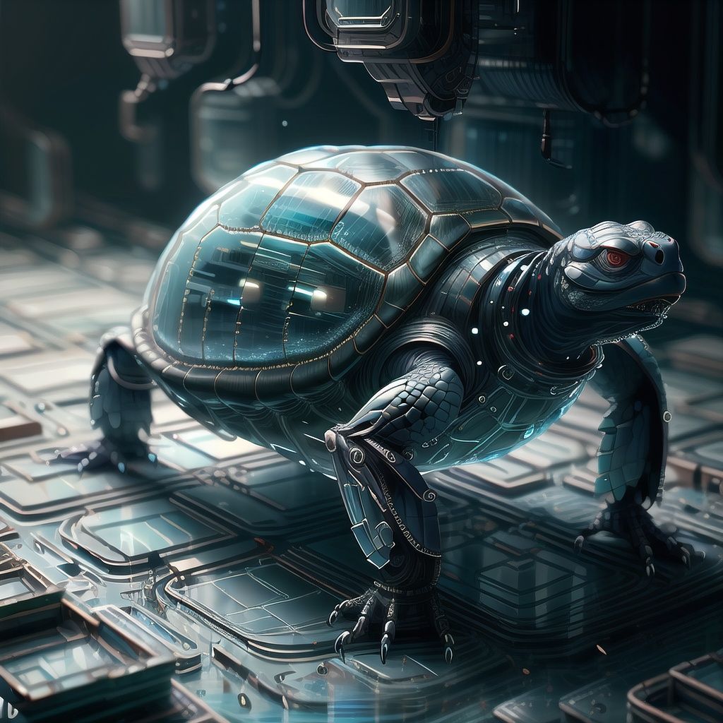<lora:GlassTech-20:1.4>, glasstech , turtle ,scifi