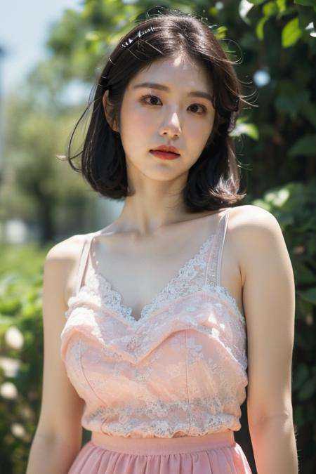 (ultra photorealistic:1.4),extremely high quality high detail color photo,high detailed skin,8k,noble face,Fujifilm X-T5,((pure background :1.2)),(Perfect female body:1.2),(upper body:1.3),1gril,(big breasts:1.2),girly style, lace dresses, pastel colors, floral prints, high-waisted skirts, ballet flats, delicate accessories<lora:辛睿恩198:1>