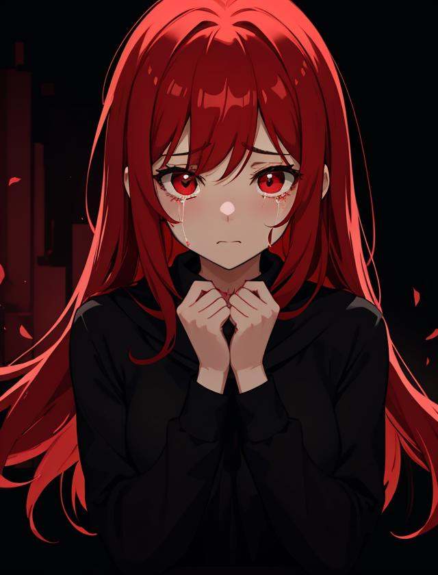art of a redhead crying girl,  made of colors,  amoled by HALLLLLL on Tensor.Art