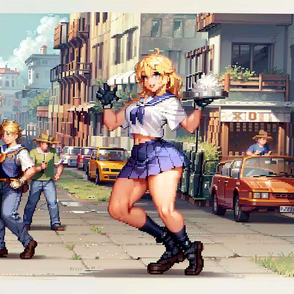 1girl cheerleader jumping happy,  ,  (blue eyes on Tensor.Art