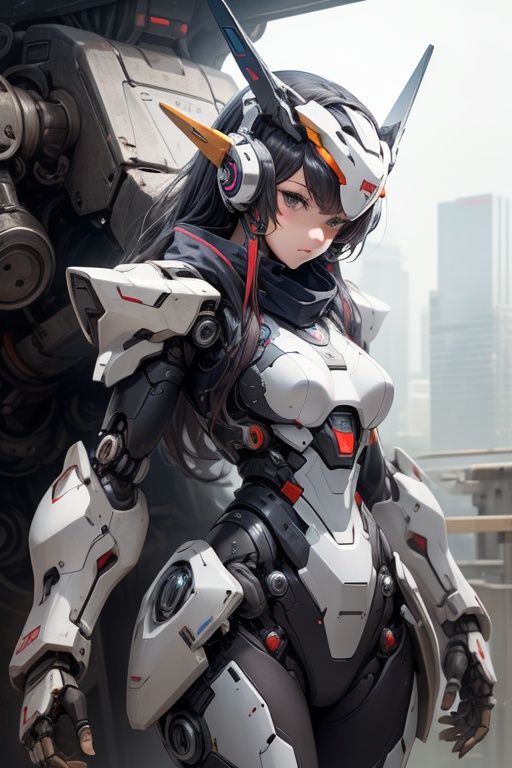 mecha musume, mechanical parts, robot joints, headgear, full armor,1girl, solo, (masterpiece, best quality, high quality, highres, ultra-detailed)