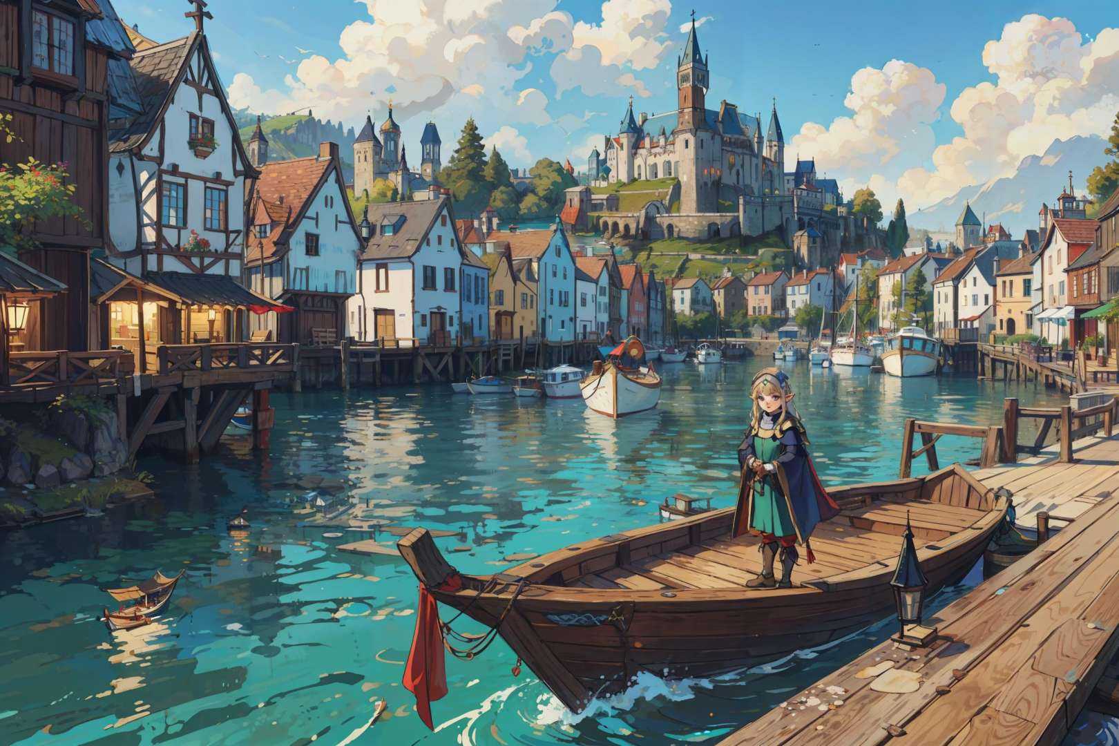 masterpiece,  best quality,  elf girl at the pier on Tensor.Art