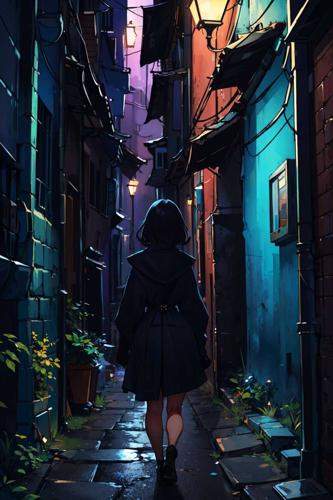 masterpiece,  best quality,  girl in dark alleyway on Tensor.Art