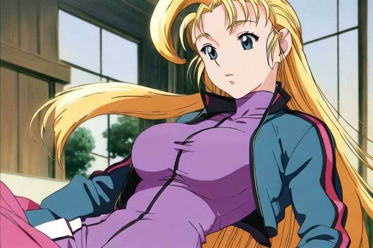 Miu Furinji a woman with long blonde hair,  beautiful eyes ,  bright blue eyes on Tensor.Art