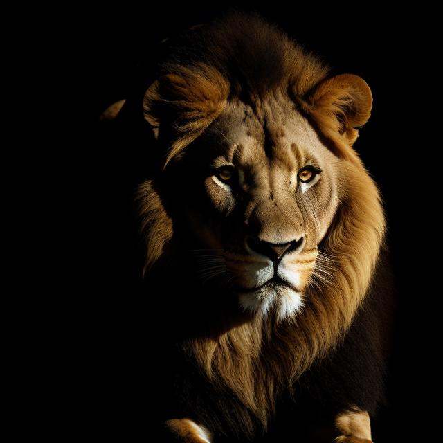 lion,  backlit,  dark background on Tensor.Art