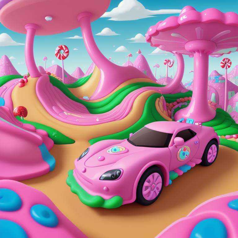 <lyco:CandyLandAI:.9> CandyLandAI car