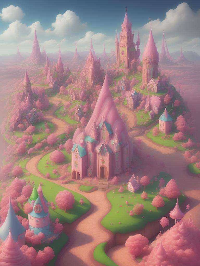 candyland made of C4ndyL4ndAI houses and churches and castles, detailed, <lora:C4ndyL4ndAI:1>