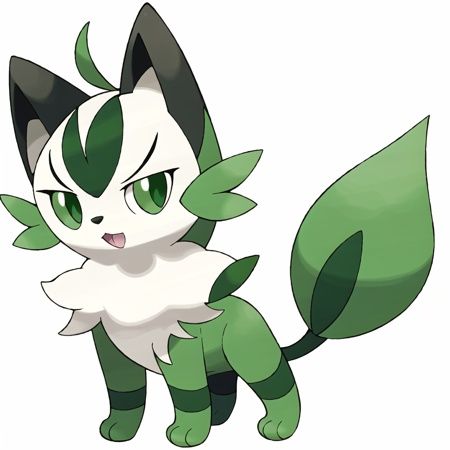 grass type pokemon,  sprigatito,  Quadrupedal feline Pokémon with pale green fur on Tensor.Art