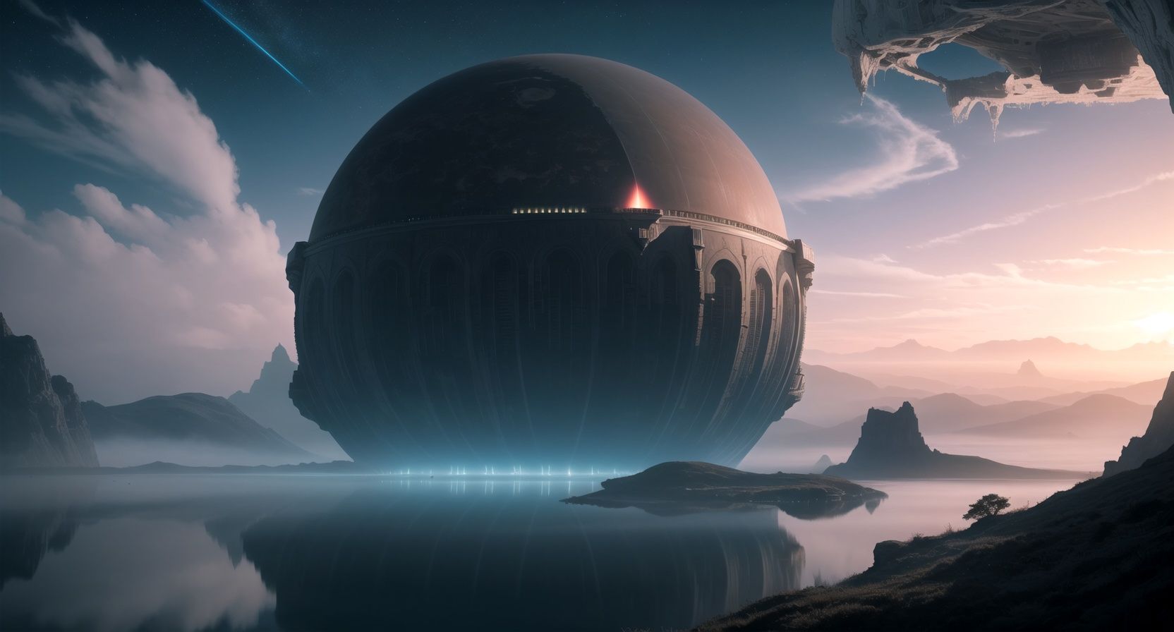 alien-landscape,  colossal-structures,  chilling-atmosphere on Tensor.Art