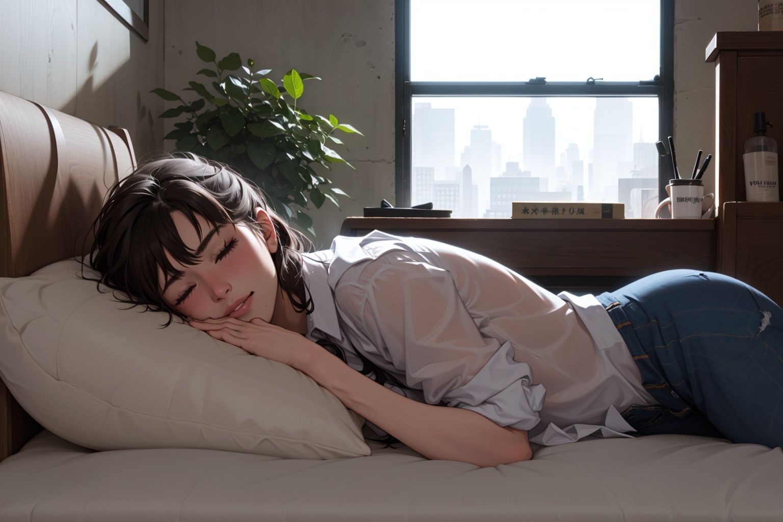 1girl,  1boy,  lying on person on Tensor.Art