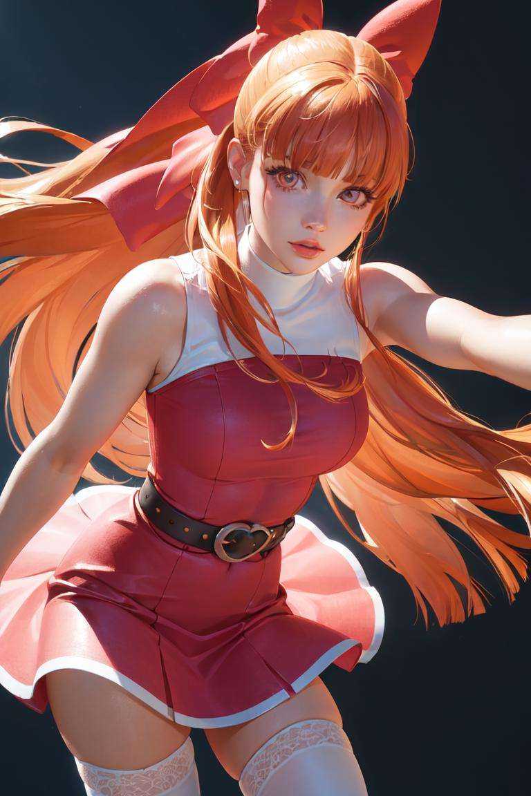 (orange hair,  long hair,  blunt bangs on Tensor.Art