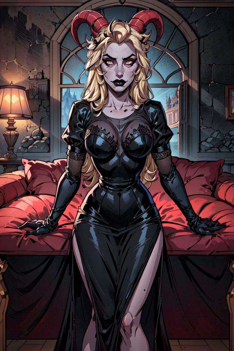 (grey/gray skin,  grey sclera,  long blonde hair on Tensor.Art