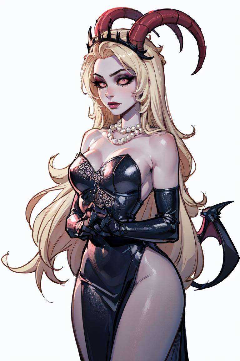 (grey skin,  grey sclera,  blonde hair on Tensor.Art