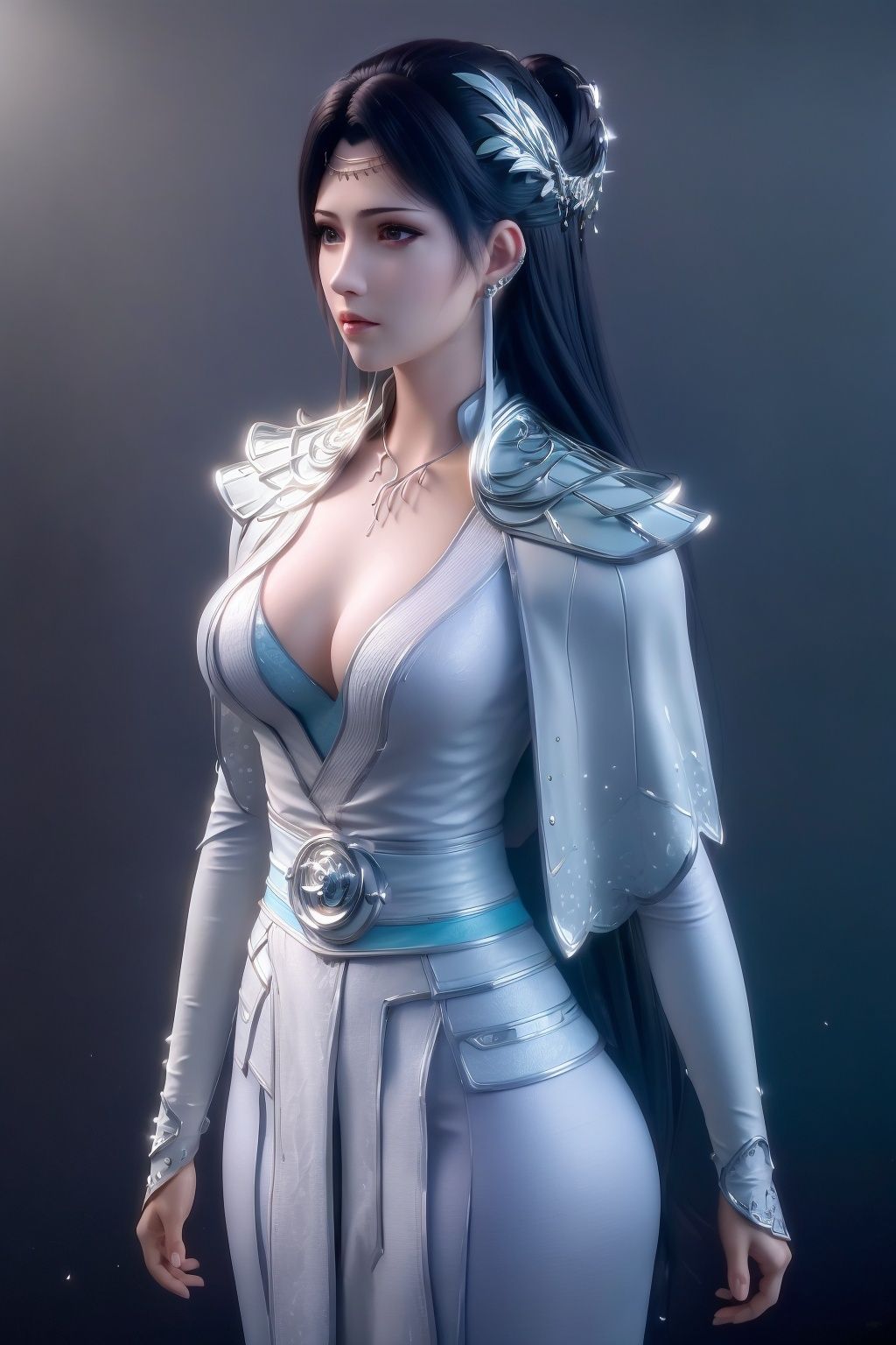 masterpiece,(best quality),official art, extremely detailed cg 8k wallpaper,((crystalstexture skin)), (extremely delicate and beautiful),solo, realistic, photo_\(medium\), hiqcgbody,<lora:hipoly3DModelLora_v10:0.3:NF>,sex,portiart,moonlight,aqua eyes,from front,姿势描述词,yunzhi\(yun\),yunzhi\(armor cloth\),1girl, <lora:yunzhi5-12:0.7>