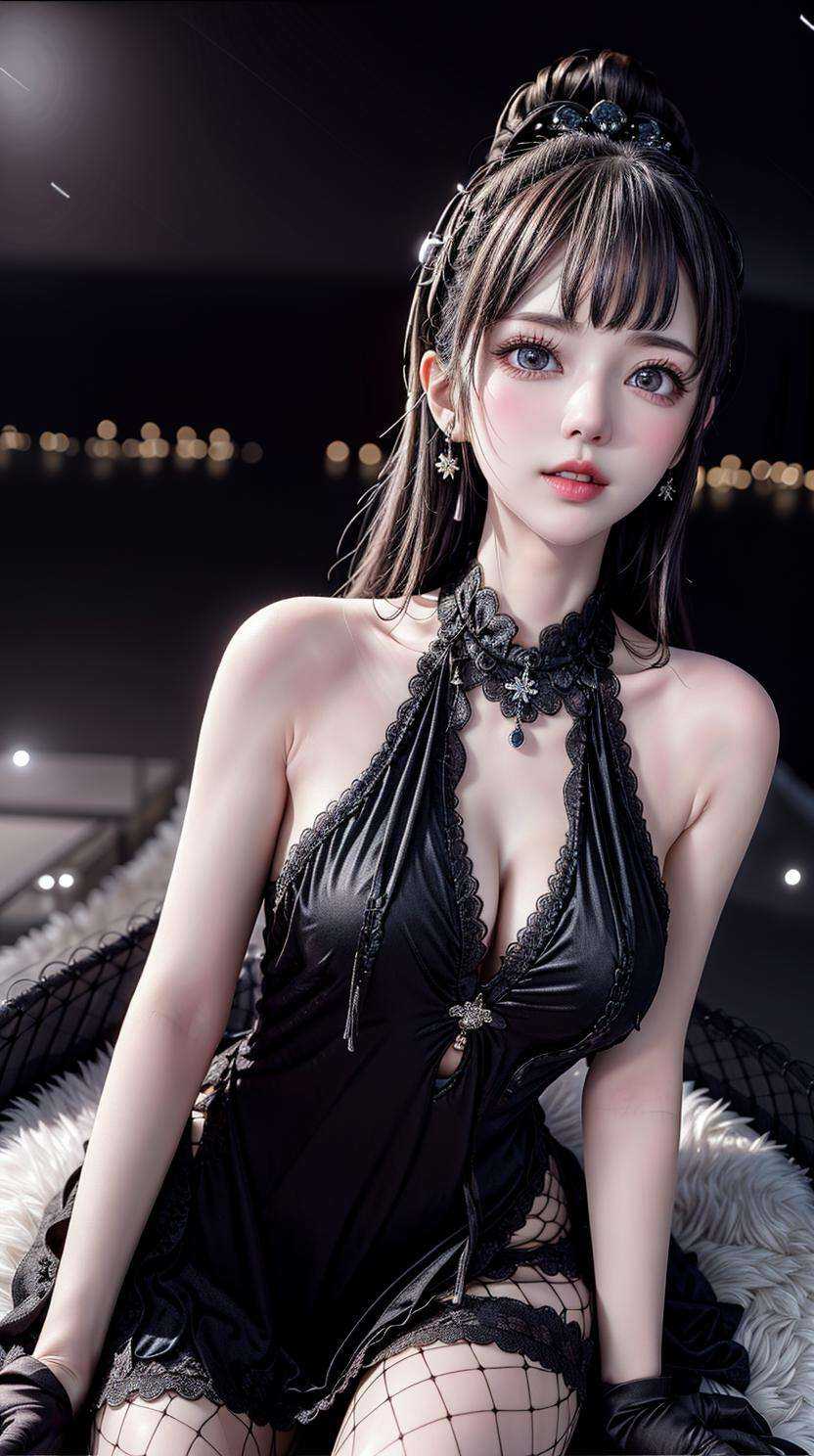 masterpiece,best quality,(Night:1.7),CityView,(outdoors:1.3),city lights,skyscraper,street,close up,praying,1girl,jewelry,earrings,necklace,beautiful face,black hair,<lora:add_detail:1>, <lora:Black velvet cheongsam_20230704154020:0.7> black dress, black gloves, pantyhose, 