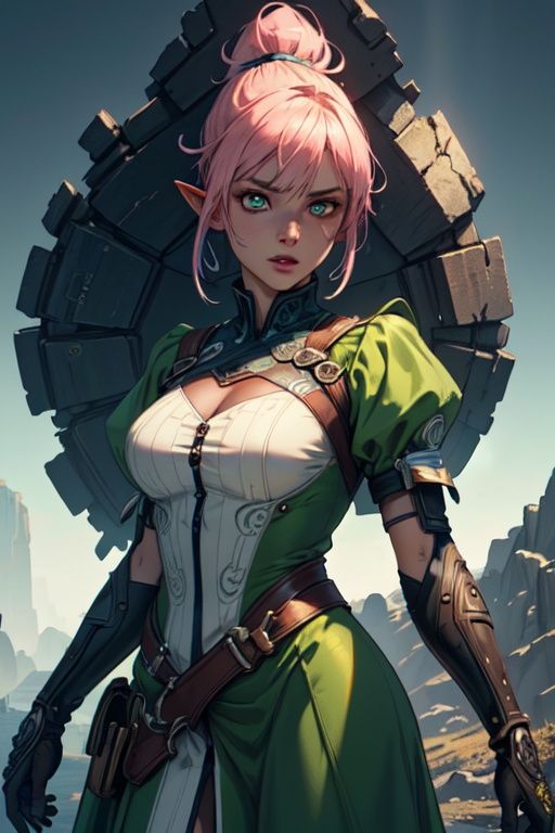 cute girl,  Monster Girl,  lime green skin by  🆁⚠🆄🅱🆈 on Tensor.Art