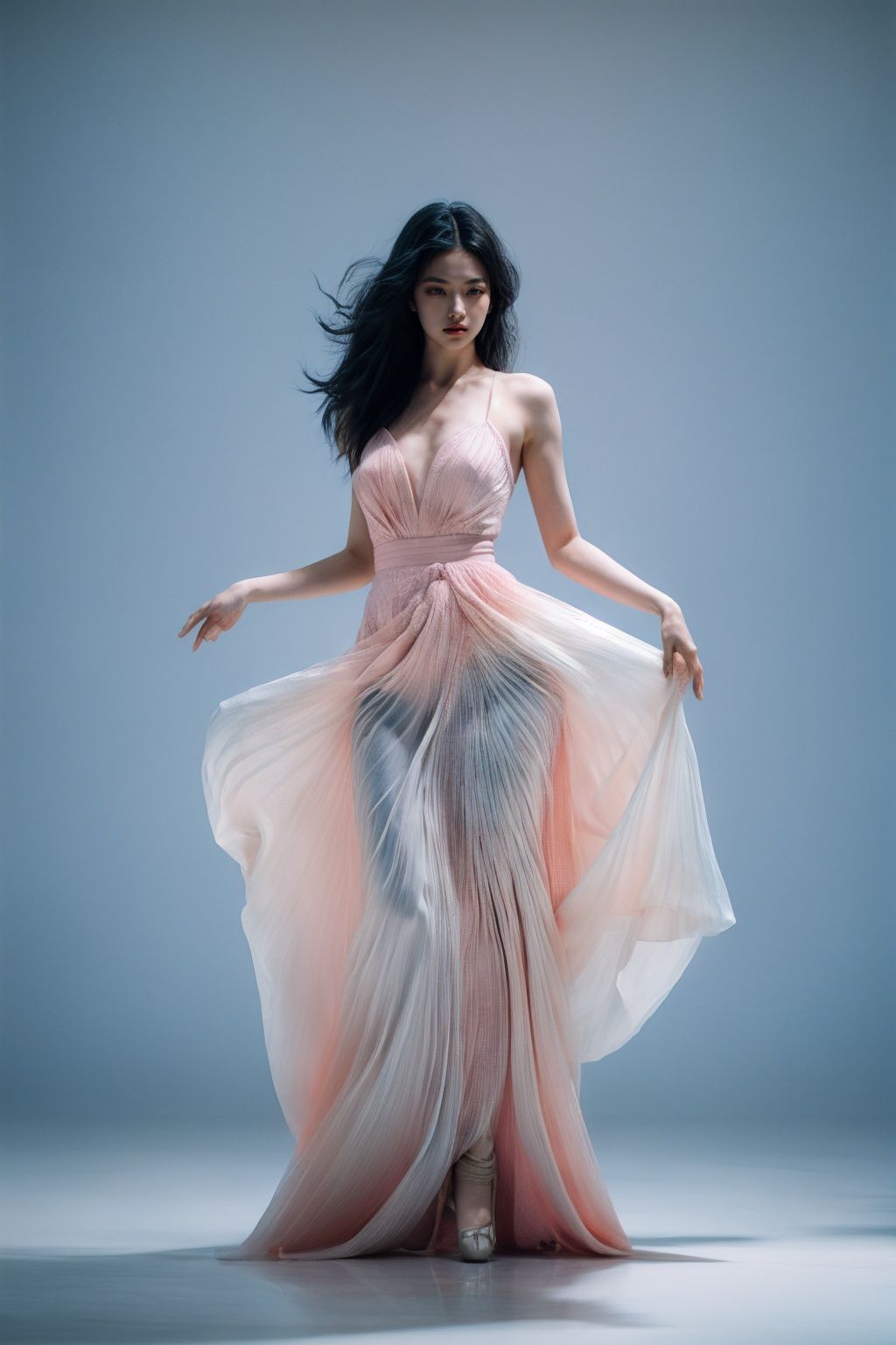 masterpiece,best quality,1girl,full body,long hair,pink dress,light blue atmosphere,(((danse))),<lora:淡色盛宴danse:0.6>,black hair,lotus,looking at viewer,<lora:调细节添加-2-2修手detail tweaker:1.0>