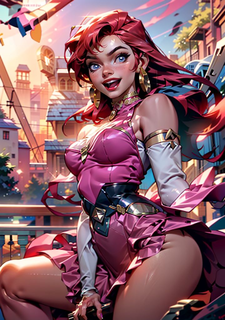GigantaWaifu sitting in the park,  1girl,  (pink dress on Tensor.Art