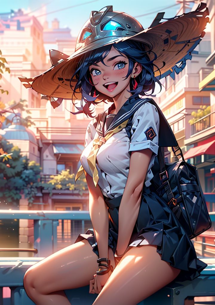 girl sitting in the park,  1girl,  (school uniform on Tensor.Art