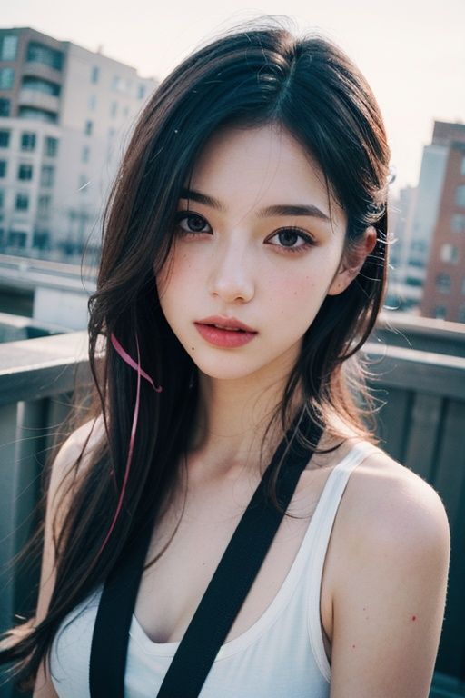 ((Best quality)), ((masterpiece)), ((realistic)),background tall building graffiti,((8k, best quality, masterpiece:1.1)),(best quality:1),(ultra highres:1),watercolor,a beautiful woman,hair ribbons,by agnes cecile,half body portrait,extremely luminous bright design,pastel colors,(ink:1.3),autumn lights,sling