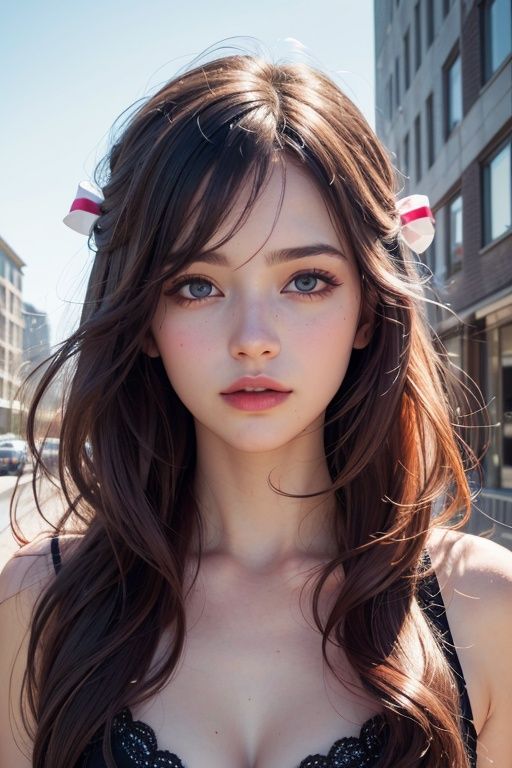 ((Best quality)), ((masterpiece)), ((realistic)),background tall building graffiti,((8k, best quality, masterpiece:1.1)),(best quality:1),(ultra highres:1),watercolor,a beautiful woman,hair ribbons,by agnes cecile,half body portrait,extremely luminous bright design,pastel colors,(ink:1.3),autumn lights