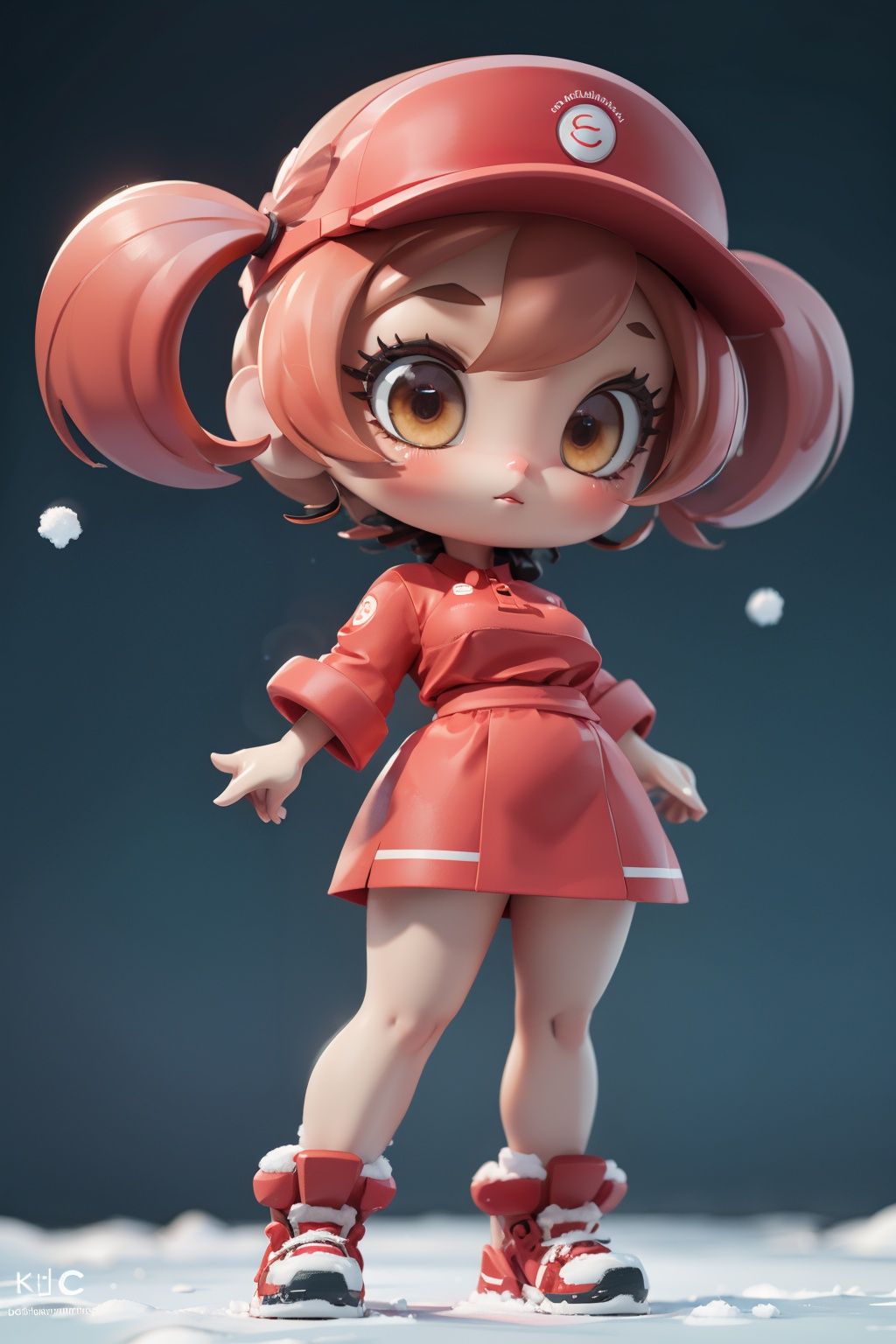 masterpiece, best quality, 8k, cinematic light, ultra high res, chibi, 1girl, full body, mcc, red shirt, snow, <lora:chibi_04:1:TEST>, <lora:chihov2:1>