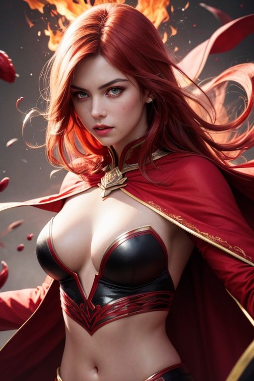 (skindentation:1.5), Realistic, Photorealistic, (masterpiece:1.5), concept art, intricate details, highly detailed, photorealistic, octane render, 8k, unreal engine, dynamic pose, best quality, highres, (realistic face:1.1), (hyperrealistic:1.1), perfect eyes, (((hairstyle))), (((perfect hands))), (extremely detailed background), ((dynamic background)), (style-swirlmagic:0.9) looking down, solo, upper body, detailed background, blood red eyes, ginger hair, detailed face, blood mage, crimson blood swirling in the air, casting spell, dynamic pose, red color scheme, red clothes, capelet, blood sacrifice, crimson crown, (flowers:0.7), (red thorny roses:0.7) in background, red flames, epic atmosphere, floating particles, blood droplets, stream of blood