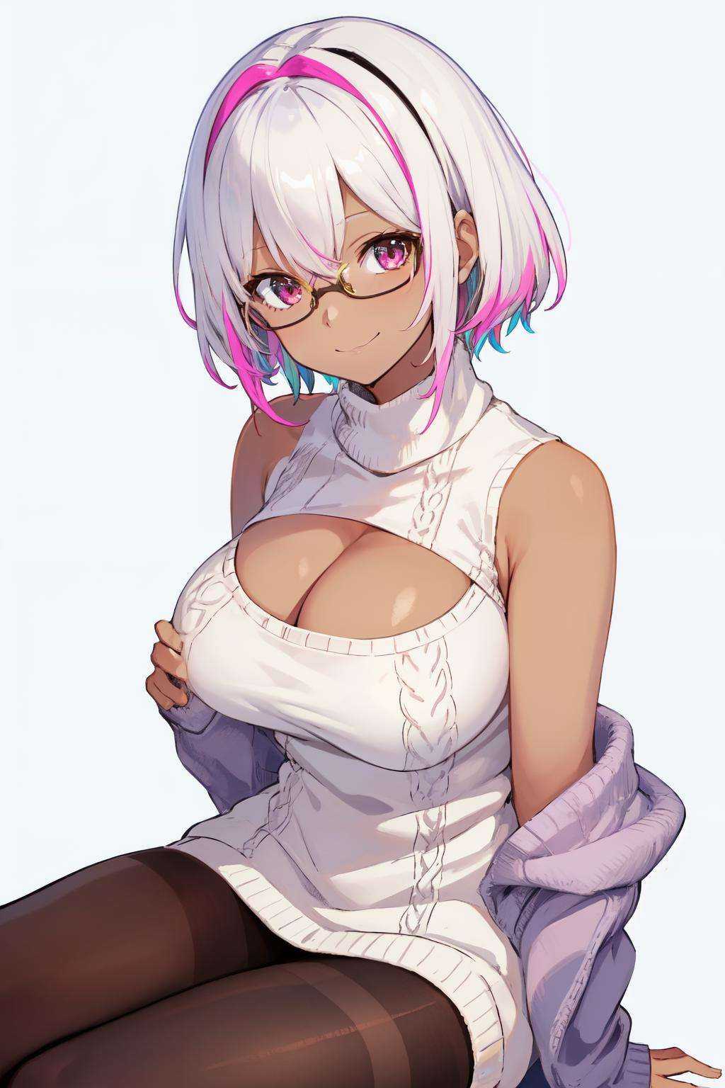 open chest sweater,  1girl,  solo by Goofy Ai on Tensor.Art