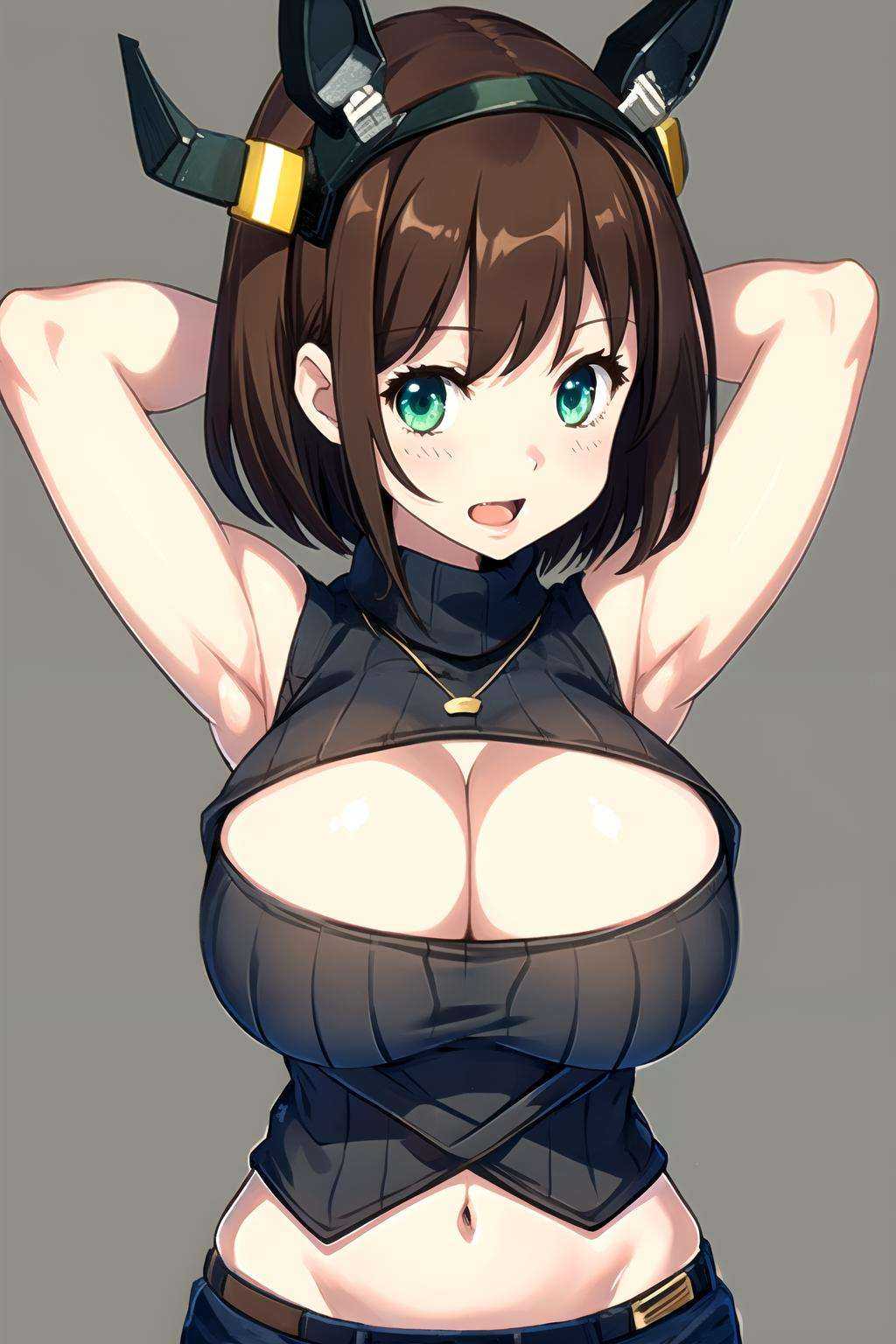 open chest sweater,  1girl,  breasts by Goofy Ai on Tensor.Art