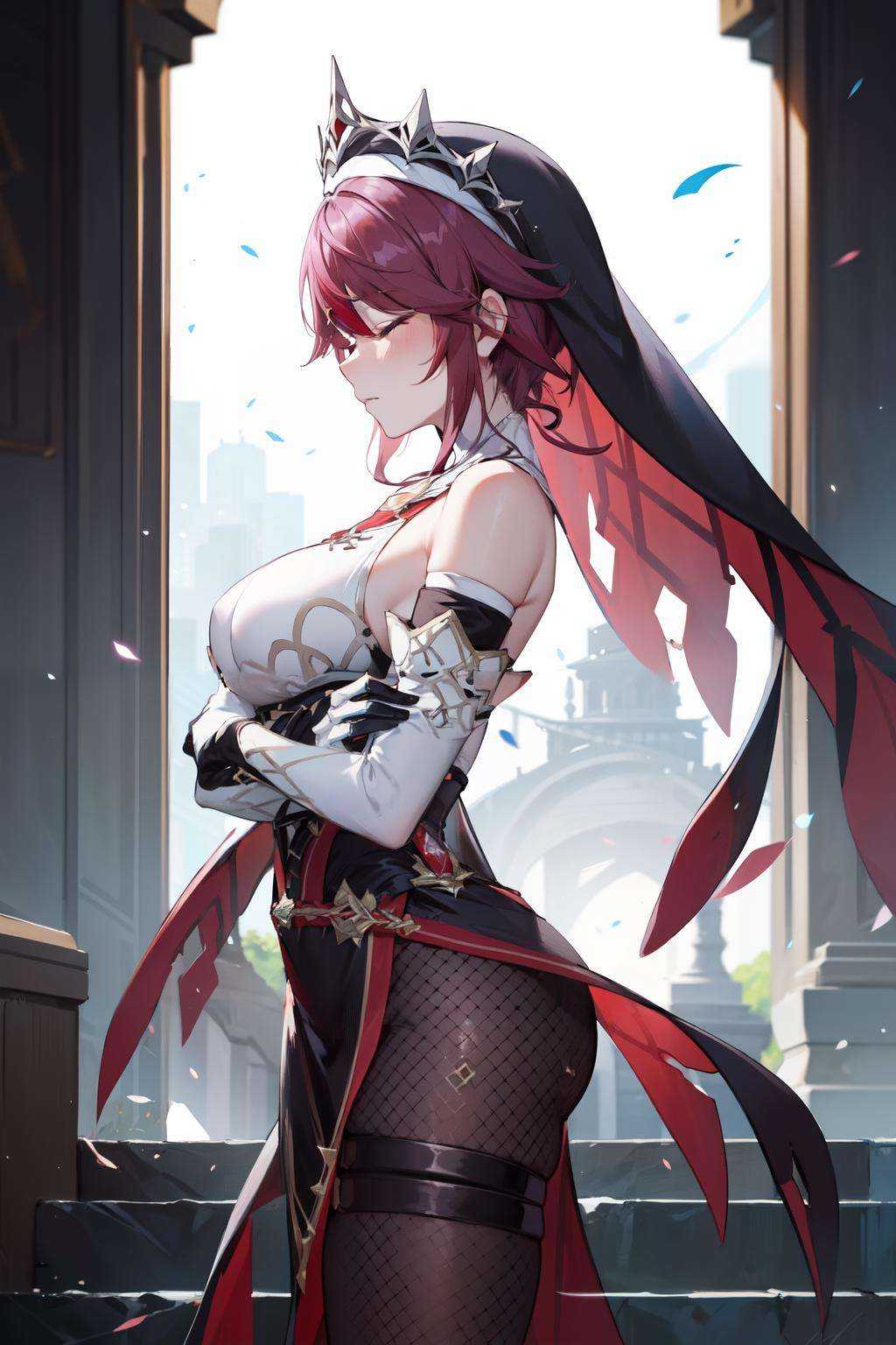 rosaria(genshin impact),  solo,  dress on Tensor.Art