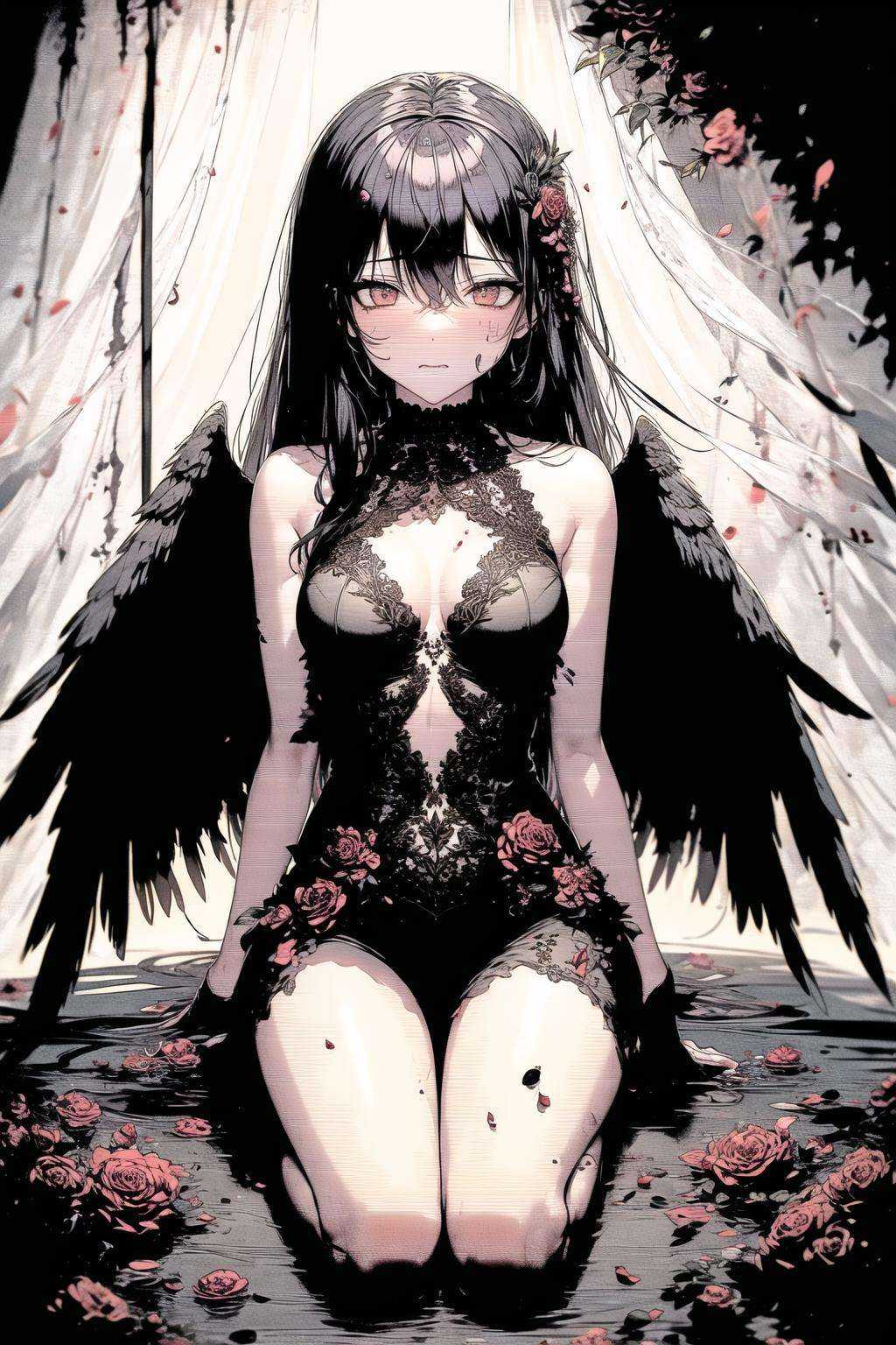 masterpiece, best quality, 1girl, (singularity:1.1), wings, (despair:1.5) <lora:S12 Technidraw_558123:1>