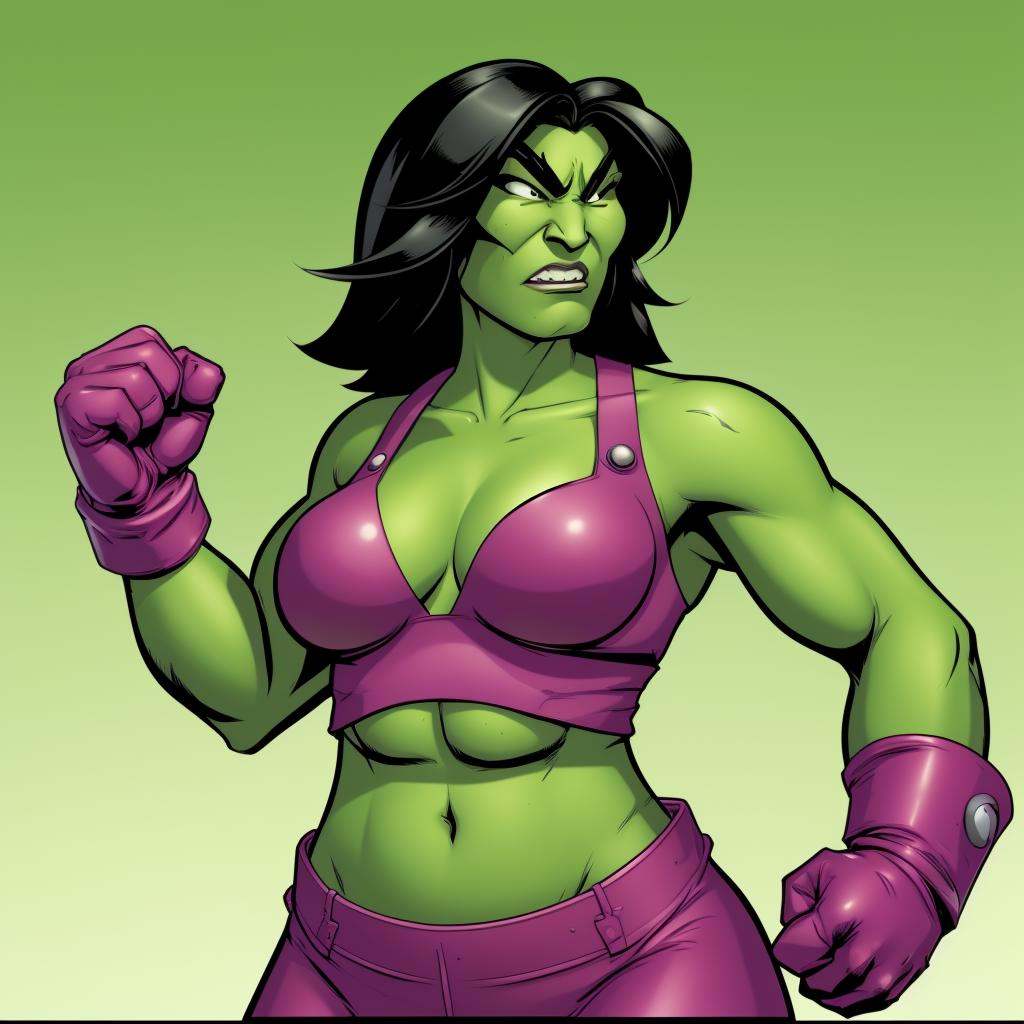 cartoon character, Sandra Oh The Hulk , 4k, <lora:2000Comics:1>