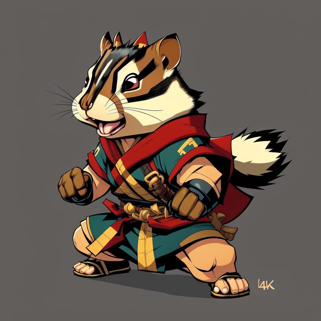 cartoon character, a samurai Chipmunk , comic hero, 4k <lora:COMICS:1>