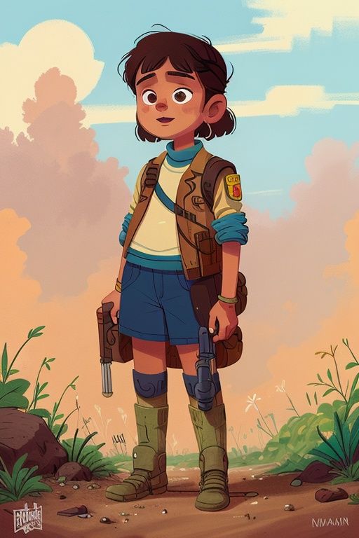 a girl in a wasteland, post apocalyptic, indian, kid<lora:COOLKIDS_V2:1>