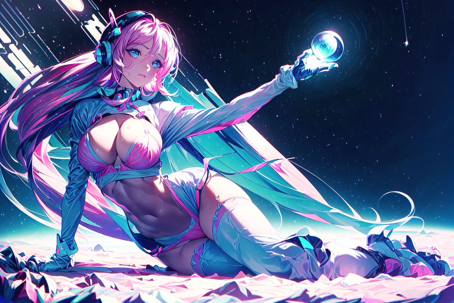 ((girl astronaut)(redhead)),  (((hands with gloves),  wearing sexy lingerie on Tensor.Art