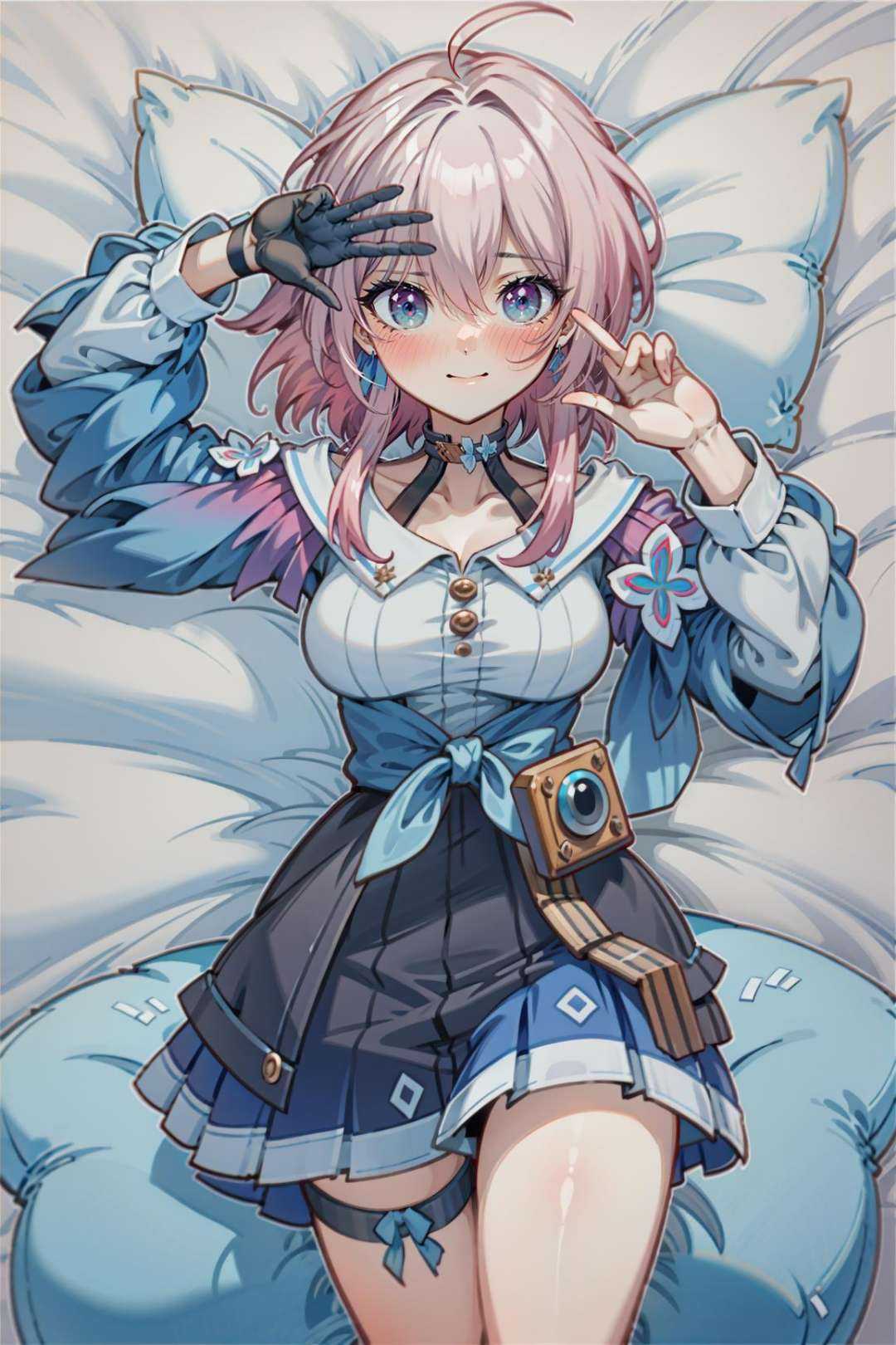 <lora:bengtie_3yue7_v1.0:1>,3yue7\(character\),blush,cover your chest with your hands,lie in bed,sundry,throw pillows,best quality,masterpiece,illustration,extremely detailed,CG,unity,8k wallpaper,Amazing,finely detail,masterpiece,best quality,official art,extremely detailed CG unity 8k wallpaper,absurdres,incredibly absurdres,ultra-detailed,highres,(pureerosface_v1:0.5),(ulzzang-6500-v1.1:0.5),
