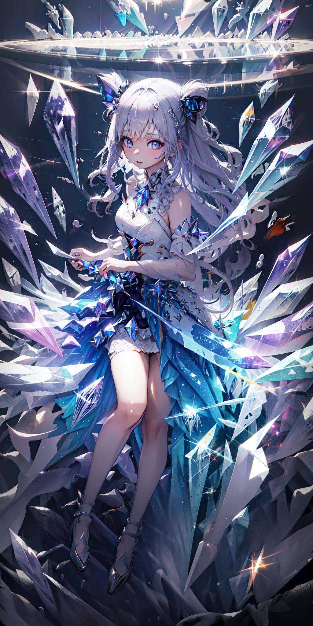 1girl,  crystal,  water reflection on Tensor.Art