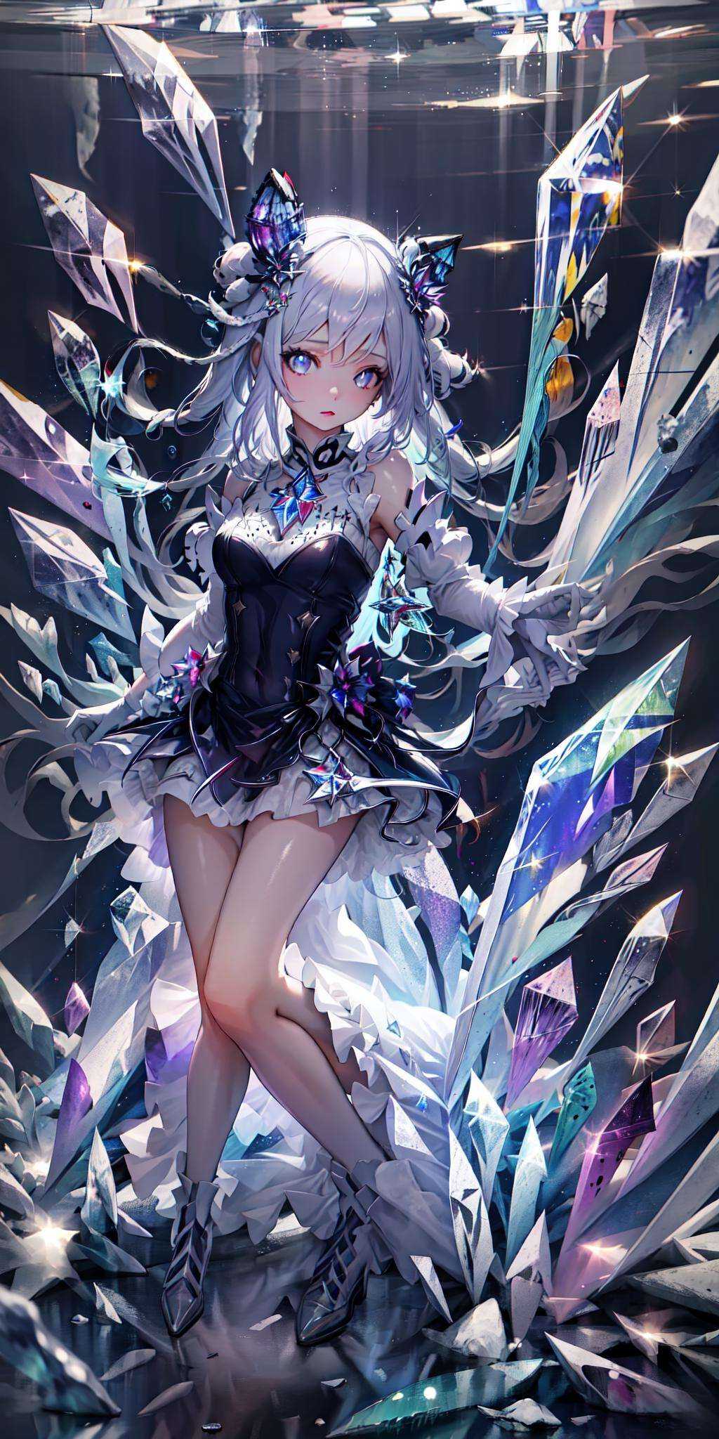 1girl,  crystal,  water reflection on Tensor.Art