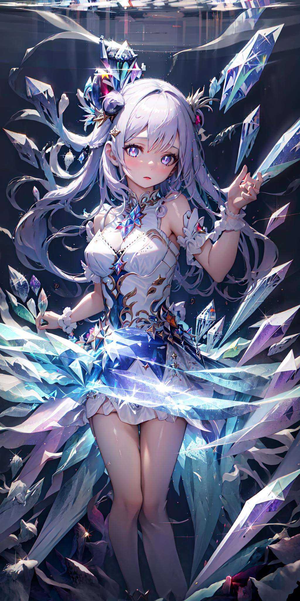 1girl,  crystal,  water reflection on Tensor.Art