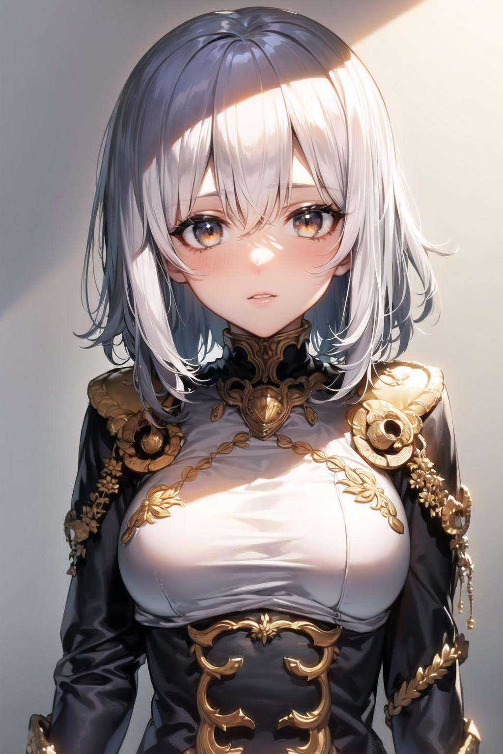 masterpiece, best quality, 1girl, white hair, white eyes, Kanzu