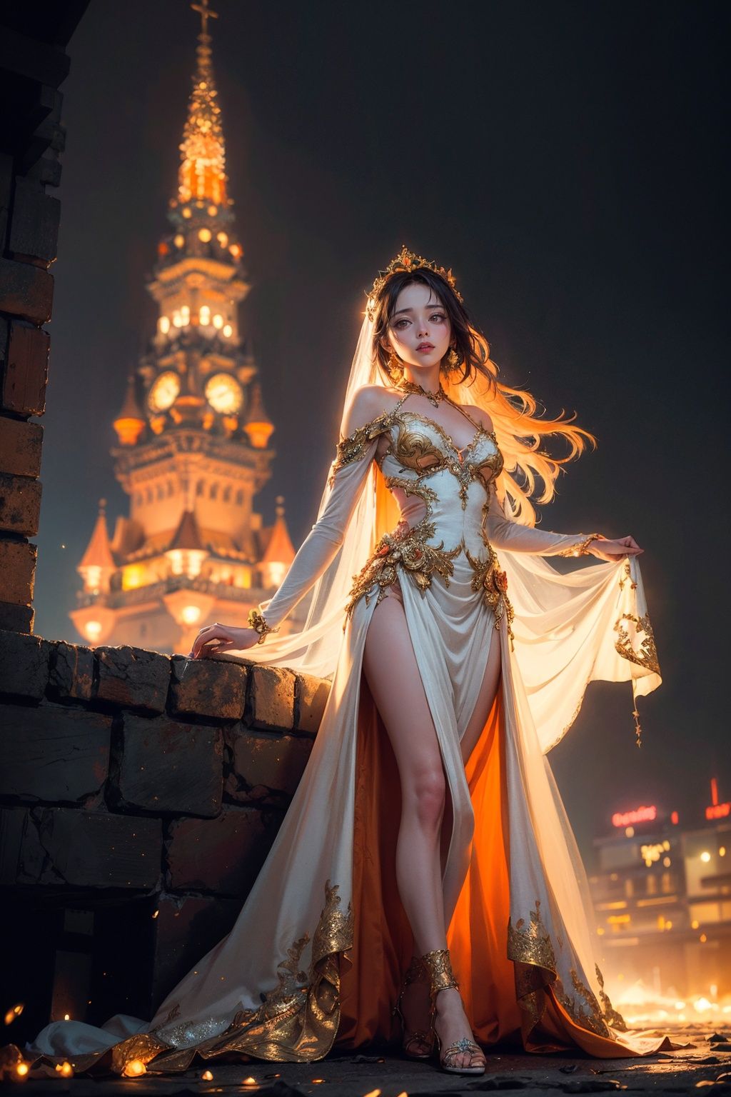 Story,  bride posing under a fairy tale,  elaborate scene style on Tensor.Art