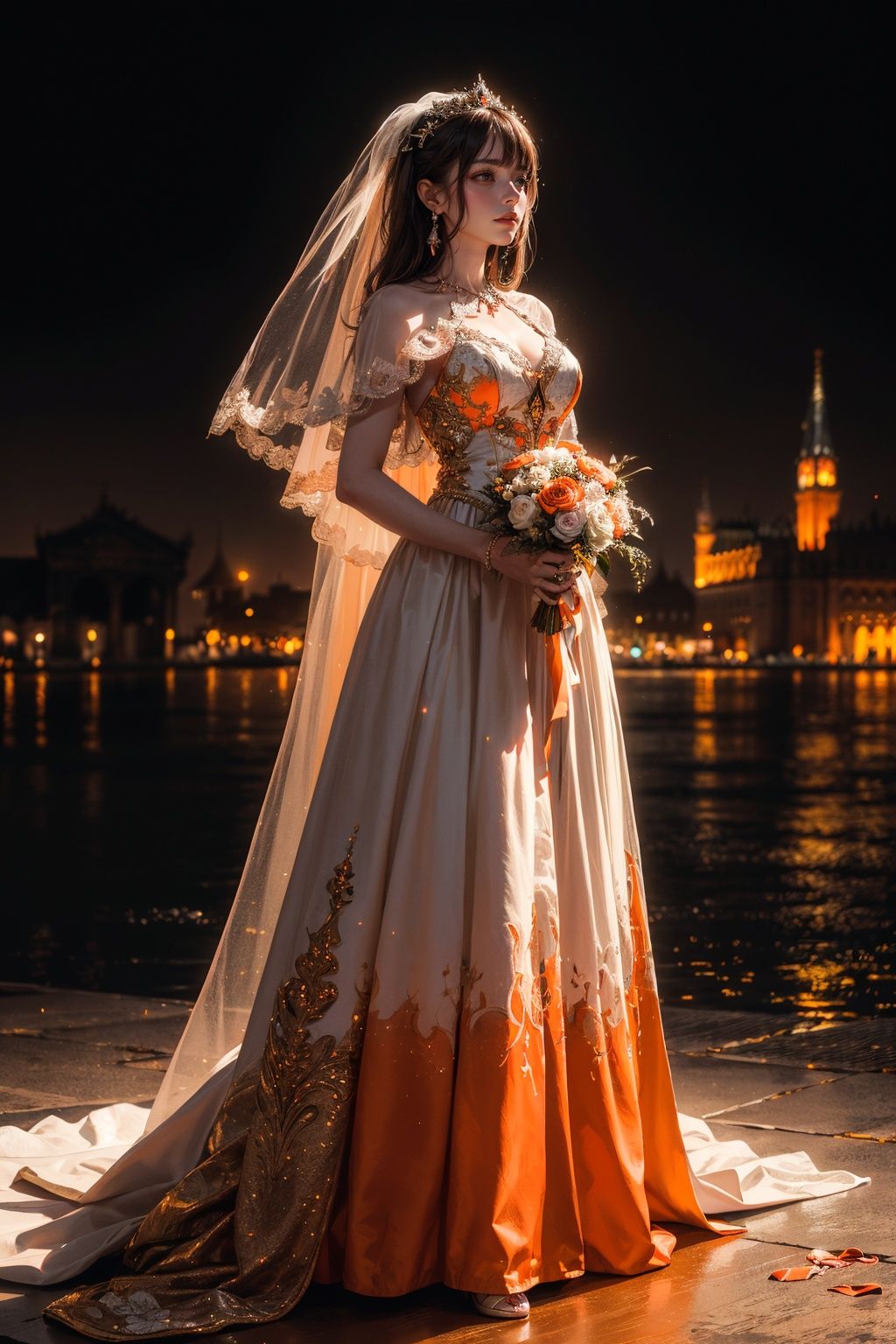 Story,  bride posing under a fairy tale,  elaborate scene style on Tensor.Art