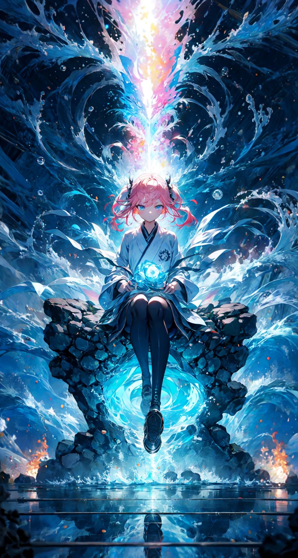 [[eddy]],[front view],[[[cave]]],{{{{grand Mirror}}}},[[firefly]],[[[mist]]],[[[[rainbow]]]],[[imagination]],{{masterpiece}},{{best quality}},{{pink hair}},floor,solo focus,front view,{full body},{{sitting}},[seat],{{{{{{an extremely delicate and beautiful girl}}}}}},[tsurime],harajuku fashion,scenery,depth of field,ray tracing,wonderland,spooky,extreme detailed effect,{masterpiece},{best quality},{{delicate detailed face}}
,liquid clothes,yushui,fire,water,flame