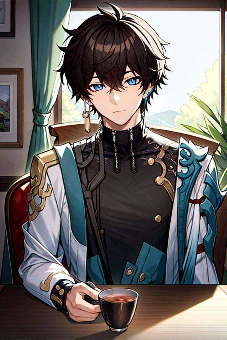 <lora:bengtie_danheng_v1.0:1>,danheng\(character\),black tea cup,drink tea,window,side face,table,chair,(1boy:1.5),solo,upper body,park,best quality,masterpiece,illustration,extremely detailed,CG,unity,8k wallpaper,Amazing,finely detail,masterpiece,best quality,official art,extremely detailed CG unity 8k wallpaper,absurdres,incredibly absurdres,ultra-detailed,highres,(pureerosface_v1:0.5),(ulzzang-6500-v1.1:0.5),